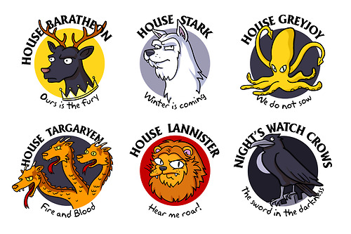 To complete the first "Game Of Thrones" series I&#8217;ve done, here are the emblems of the Houses.  / Simpsonized by ADN