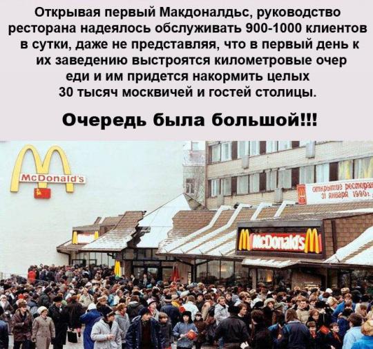 Открытие первого в СССР ресторана Макдоналдс