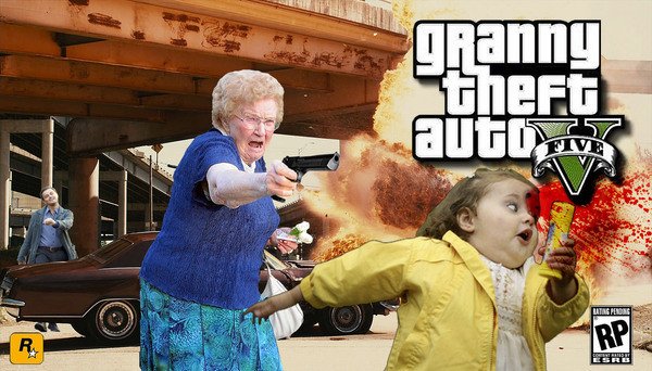 Фотожаба: Бабушка с пистолетом