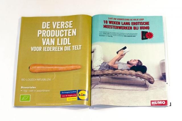 Необычная реклама на страницах бельгийского журнала