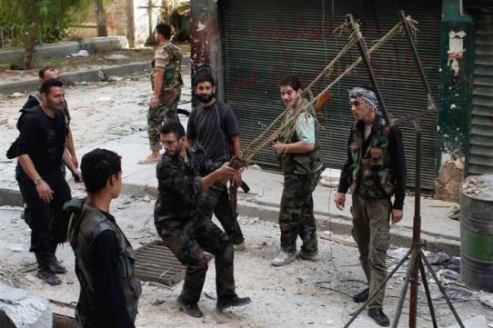 Самодельная рогатка сирийских повстанцев для запуска гранат